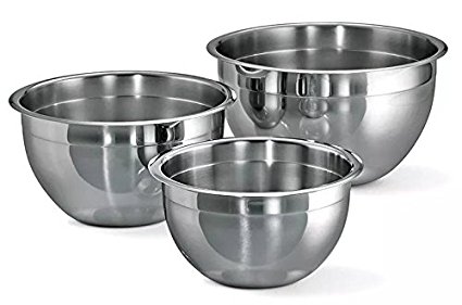 Mixing Bowl Set Stainless Steel 3 piece - 1.5 QT, 2 QT, 2.5 QT Stackable for Convenient Storage Bowls, Easy Grip Whisking & Flat Base For Stability, Dishwasher Safe