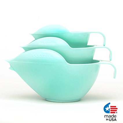 POURfect Mixing Bowls 1005, 3pc Prep Set,1-2-4 Cup, Ice Blue