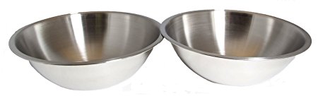 SET OF 6 - 7 3/4 Inch Wide Stainless Steel Flat Rim Flat Base Mixing Bowl