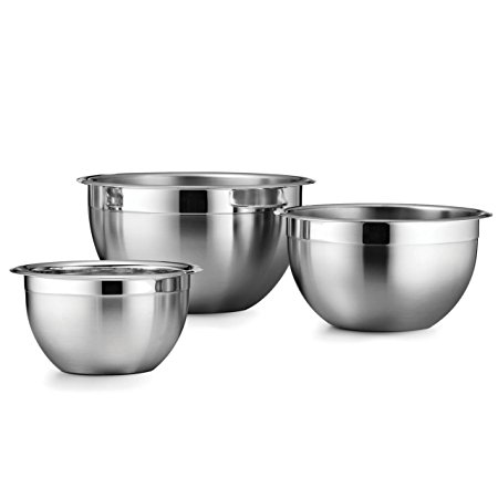 Tramontina 80202/202DS Gourmet 18/10 Stainless Steel 3-Piece Mixing Bowl Set, NSF-Certified, Made in Brazil