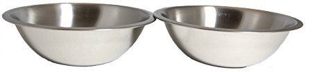 SET OF 2 - 11 1/2 Inch Wide Stainless Steel Flat Rim Flat Base Mixing Bowl