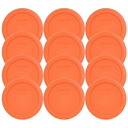 Pyrex 2 Cup Orange Round Storage Lid/Cover #7200-PC for Glass Mixing Bowls-12 Pack