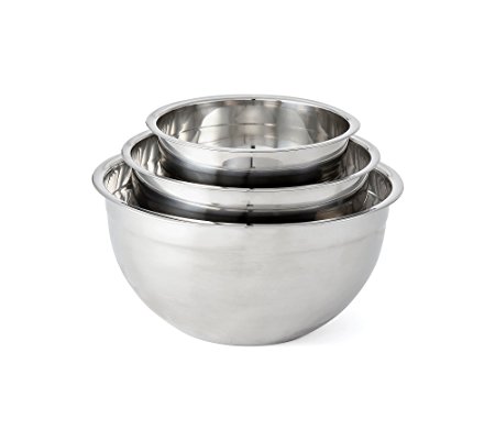 Chef's Quarters Stainless Steel 3-Pc. Mixing Bowl Set