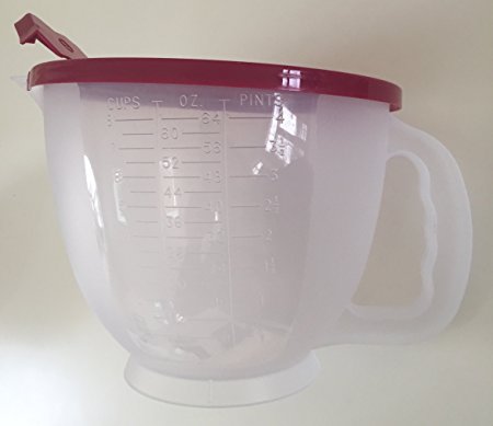 Tupperware Mix-N-Stor Batter Bowl 8 Cup Measuring Pitcher Raspberry Red BPA-Free