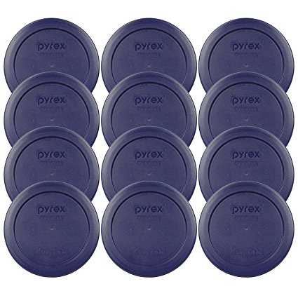 Pyrex 2 Cup Blue Round Storage Lid/Cover #7200-PC for Glass Mixing Bowls - 12 Pack