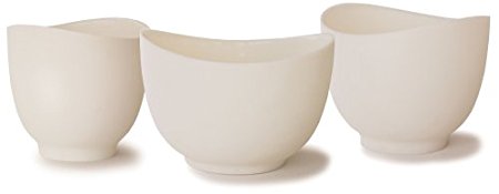 iSi Basics Flexible Silicone Mixing Bowls, Set of 3, 1 QT, 1.5 QT, 2 QT, White