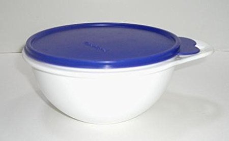Tupperware Thatsa Bowl Jr, 12 Cup Mixing Storage Bowl (Lacquer Blue Seal with White Bowl)