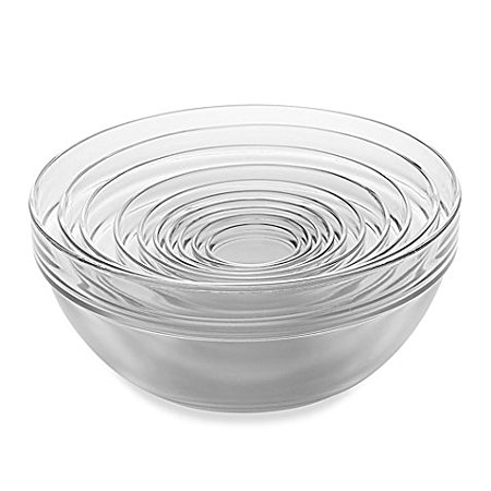 10-Piece Tempered Glass Nesting Mixing and Prep Bowl Set comes in Microwave and dishwasher safe.