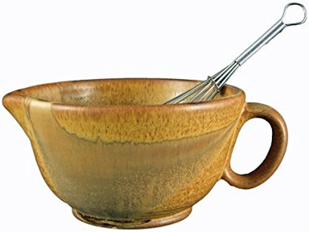 PRADO STONEWARE COLLECTION - Perfect Grip 30 Ounce Mixing Bowl With Metal Whisk - Rustic Brown