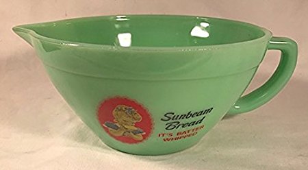 Depression Looking Glass Batter Bowl (Jadeite with Sunbeam Bread)