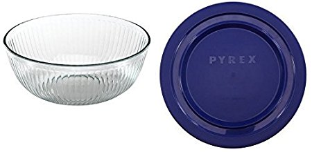 Pyrex Sculpted Round Mixing Bowl with Plastic Lid, 4.5 Qt