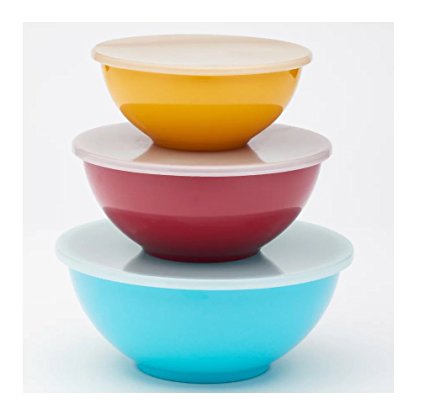 Food Network 3-piece Nesting Melamine Mixing Bowl Set with Lids