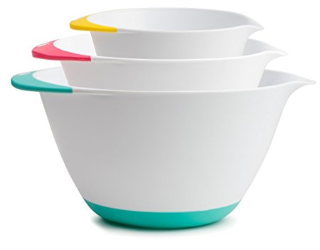 KUKPO Mixing Bowls – 3 piece set Includes 1.8 Qt, 3.6 Qt, 6.5 Qt, Easy Grip Handle With Non - Skid Bottom