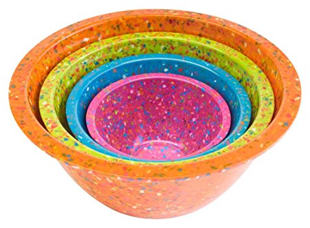 Zak Designs Confetti Mixing Bowls, Assorted Brights Orange, Set of 4