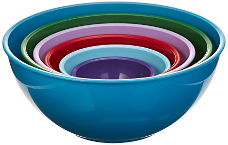 Gourmet Home Products 139714 Nested Polypropylene Mixing Bowl Set,6 Piece, Light Slate