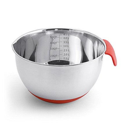 Daixers Stainless Steel Non-Slip Mixing Bowls With Measurements & Silicone Handles,- 5QT/4.5L