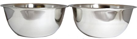 SET OF 2, 8-Quart Heavy-Duty Deep Stainless Steel Flat Base Mixing Bowl
