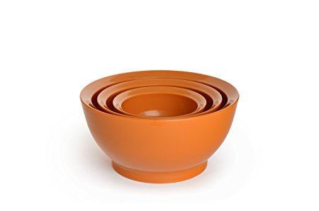CaliBowl Ultimate Mixing Bowls with Non-Slip Base, Set of 3 Assorted Sizes, Orange