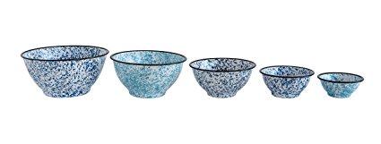 Creative Co-Op Blue Splatterware Enameled Bowls Set