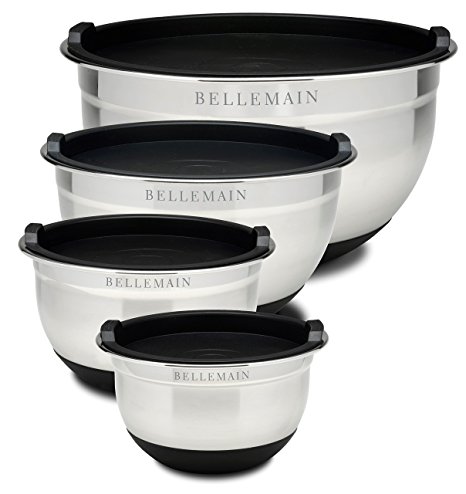 Top Rated Bellemain Stainless Steel Non-Slip Mixing Bowls with Lids, 4 Piece Set Includes 1 Qt., 1.5 Qt., 3 Qt. & 5 Qt.
