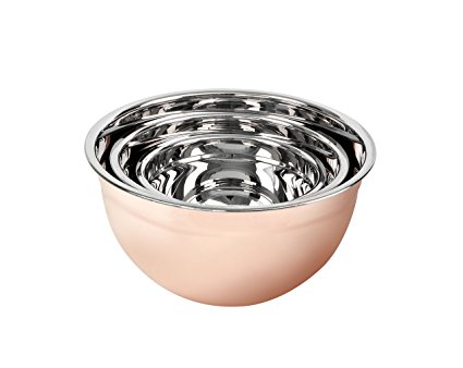MIU France 92828 Copperplatted Mixing Bowl Set, Copper Stainless Steel