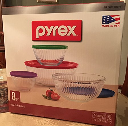 Pyrex® 8-Piece Sculpted Mixing Bowl Set comes in BPA-free and Dishwasher safe