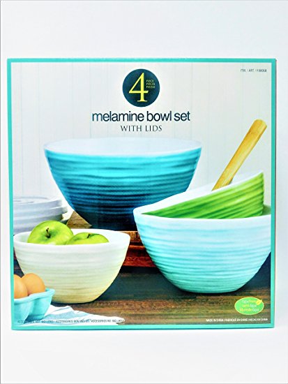 4 Melamine Bowl Set with Lids